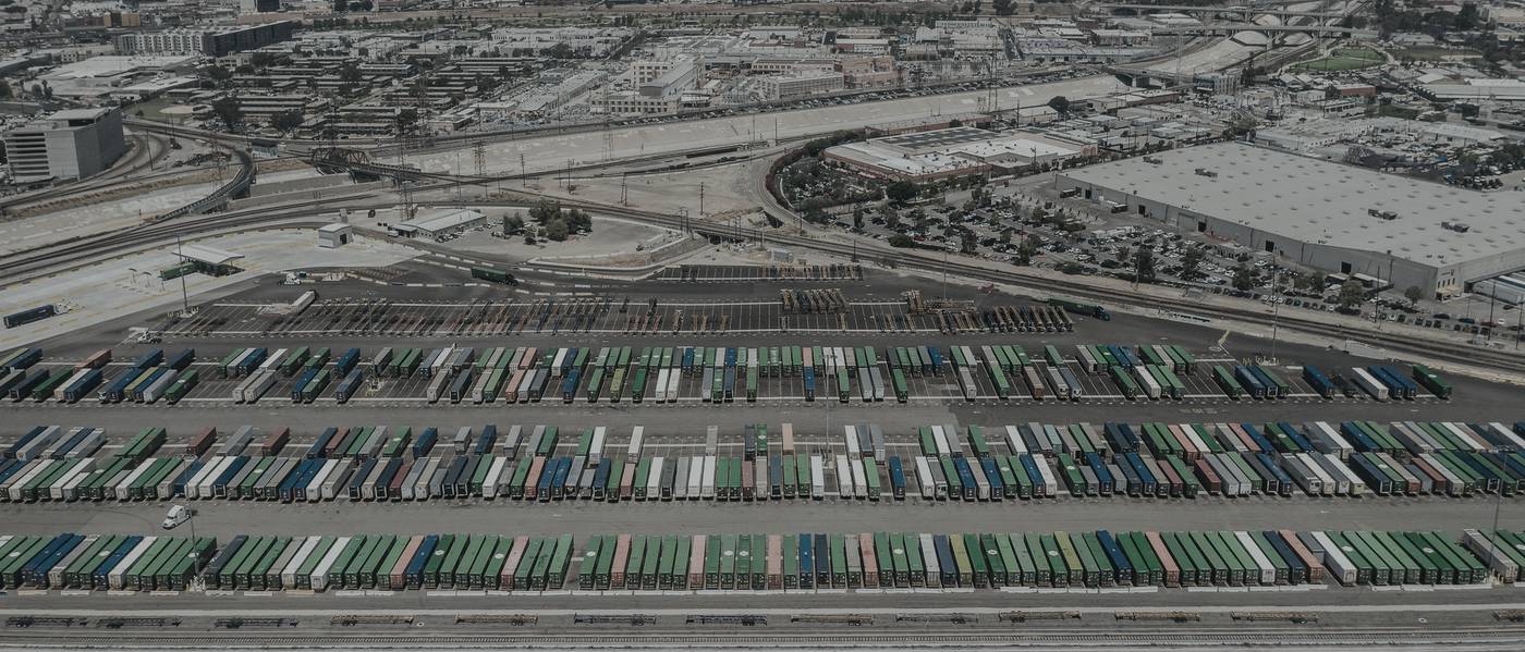 Aerial view of an industrial district